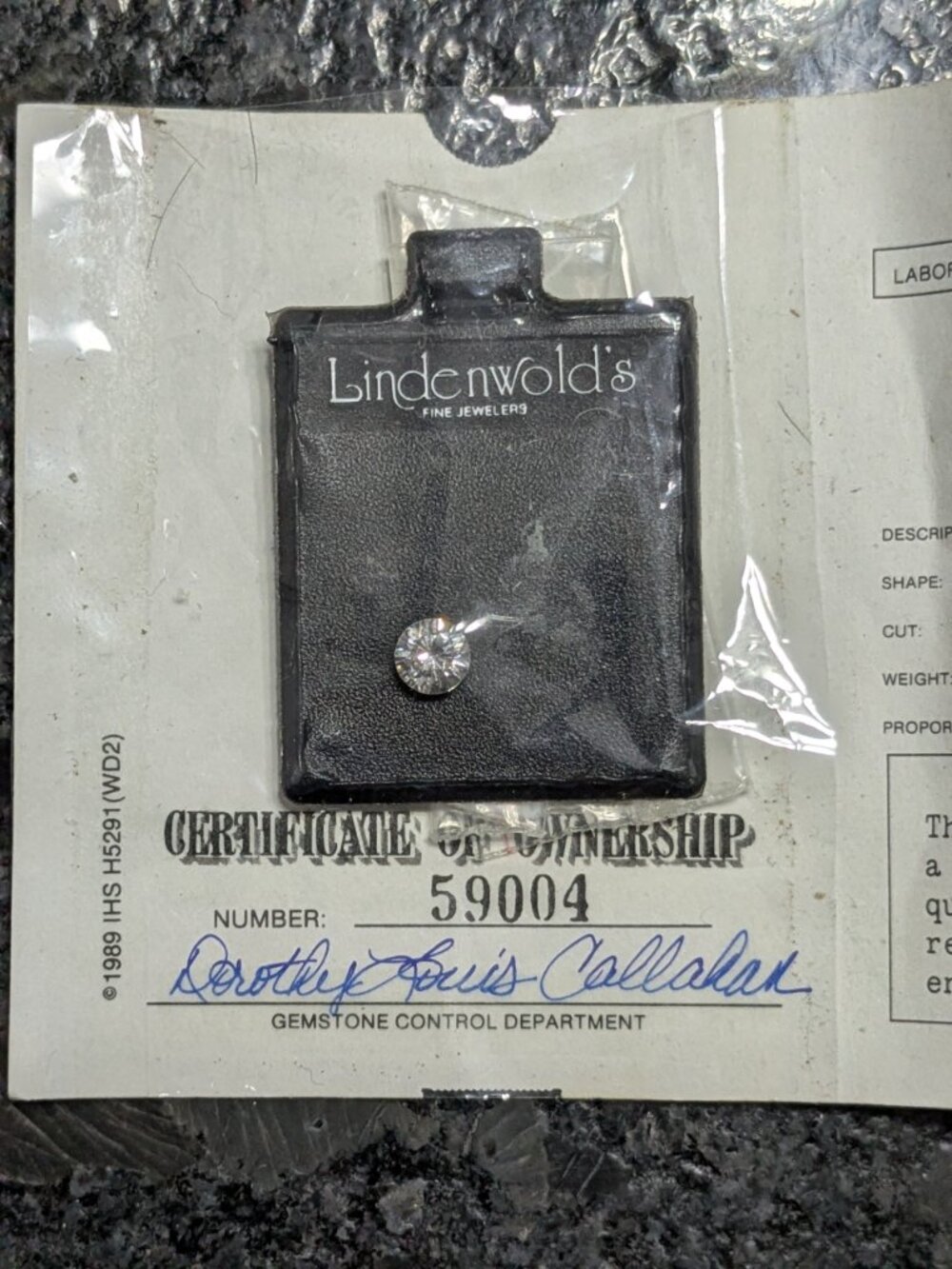 1-Carat Cubic Zirconia Diamond (1989) Lindenwold